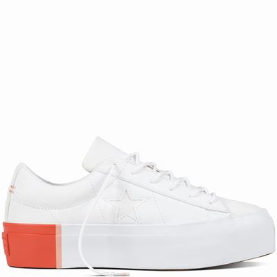 Converse One Star Platform Tri-block Platform Womens - White/Light/White Shoes (264FJHGP)